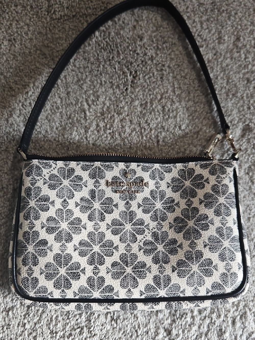 kate spade Black and Cream Signature Spade Concertible Wristlet - Picture 1 of 7
